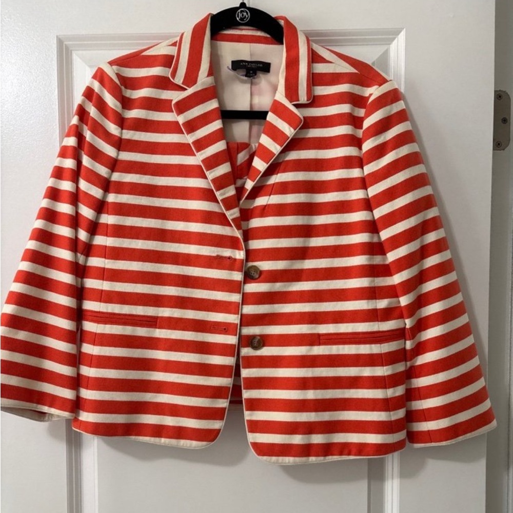 Ann Taylor Orange and White Striped short suit set